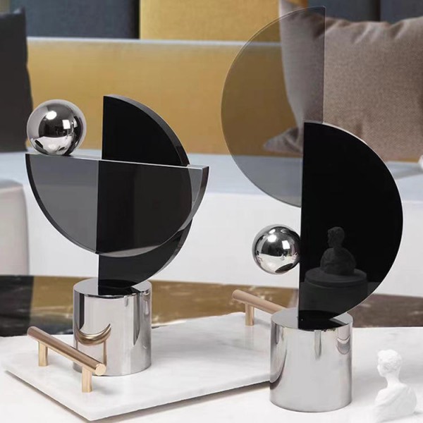 Light Luxury Style High-grade Crystal Geometric Ornaments Home Accessories Living Room TV Cabinet Abstract Soft Furnishing Art