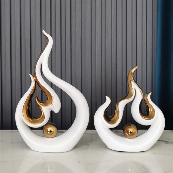 Luxury Modern Home Decor Accessories Unique Artistic Style Ceramic Ornament Silver Gold White Creative Decoration