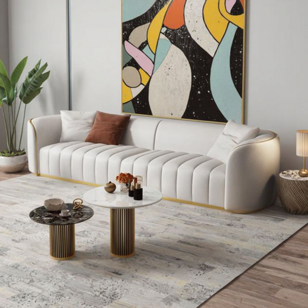 Luxury Modern European Style Genuine Leather Sofa Living Room Furniture Home Furniture Collection