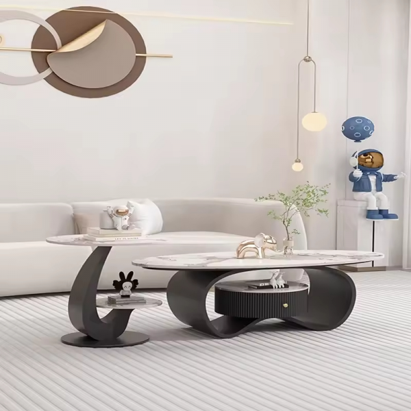 Home Living Room Furniture Set Fashion Light Luxury Modern High-end Coffee Table Sofa Side Table High-end Home