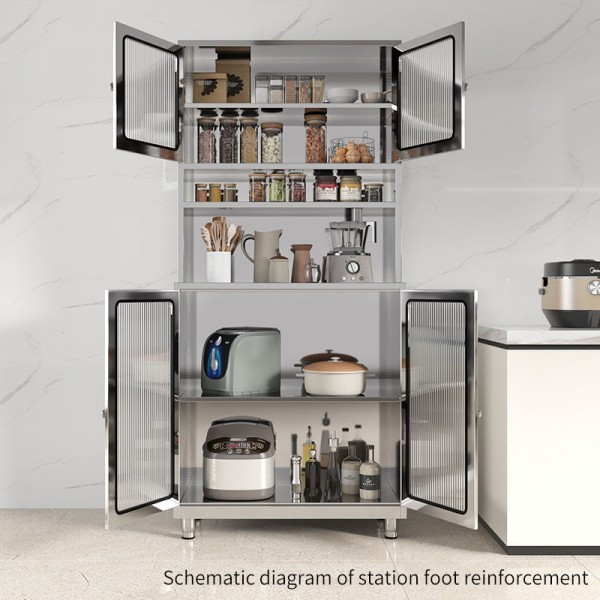 High Quality Stainless Steel Kitchen Side Cabinet with Large Capacity Storage and Drawers Kitchen Islands and Carts