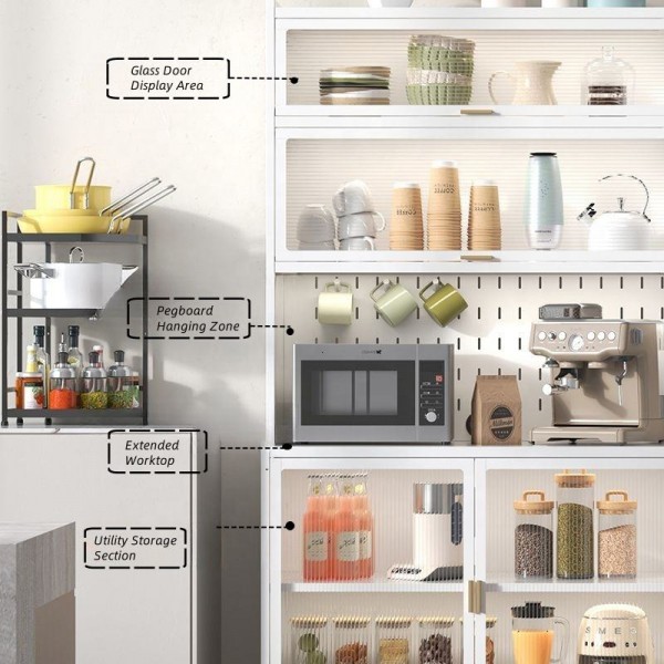 Home Furniture Kitchen Mobile Kitchen Storage Cabinet with Doors Movable Steel Kitchen Cabinet Organizer Shelf