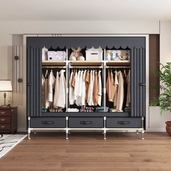 Portable Wardrobes Lightweight and Easy to Assemble, Space-saving and Dust-proof