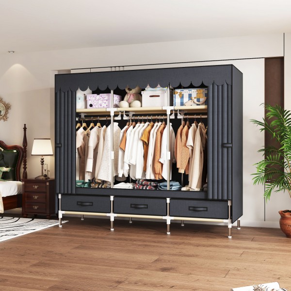 Portable Wardrobes Lightweight and Easy to Assemble, Space-saving and Dust-proof