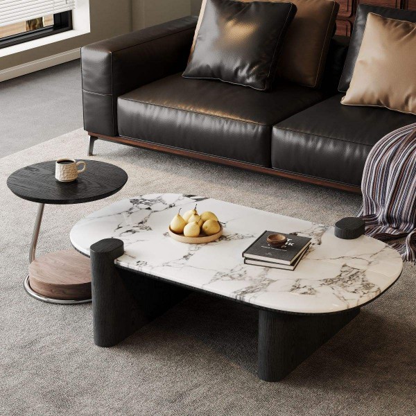 Nordic Luxury Marble Top Coffee Table Double Nesting Coffee Table Home Living Room Furniture Center Table
