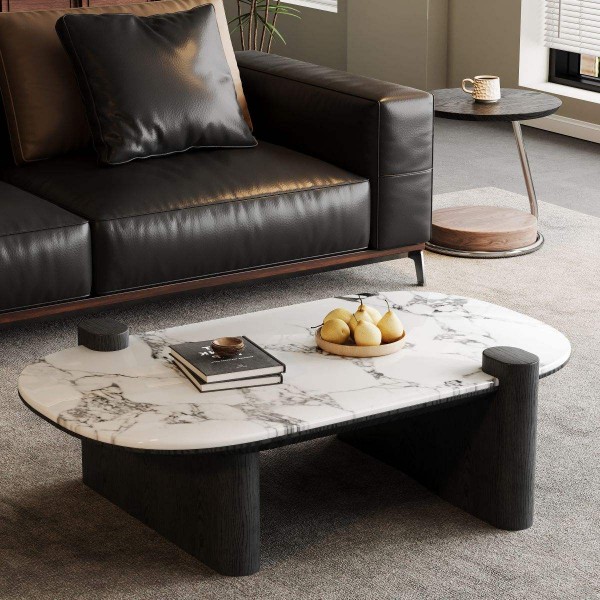 Nordic Luxury Marble Top Coffee Table Double Nesting Coffee Table Home Living Room Furniture Center Table