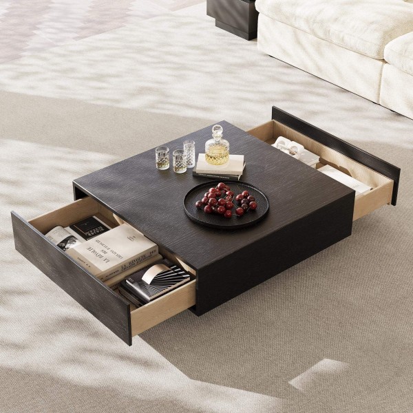 Minimalist Entertainment Center Cabinet Living Room Furniture Set Wooden TV Stand with Coffee Table