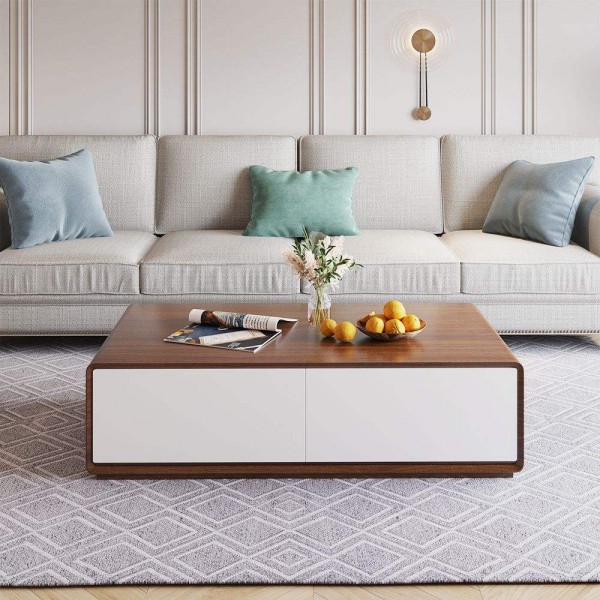 Modern Rectangular Living Room Furniture Sets Wood TV Stand Minimalist Media Tv Console with Coffee Table