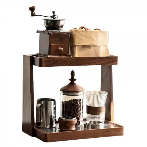 Custom Two-Layer Solid Wood Rack for Multi-Function Storage Double Tiers for Household Items and Kitchen Accessories