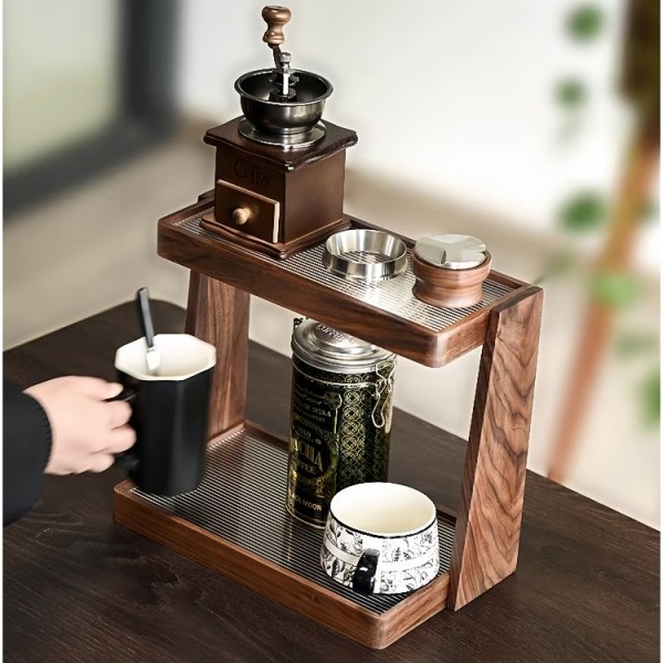 Custom Two-Layer Solid Wood Rack for Multi-Function Storage Double Tiers for Household Items and Kitchen Accessories