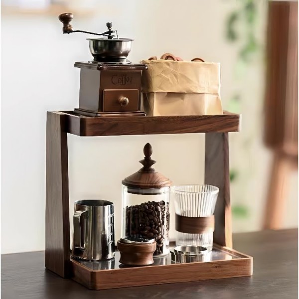 Custom Two-Layer Solid Wood Rack for Multi-Function Storage Double Tiers for Household Items and Kitchen Accessories