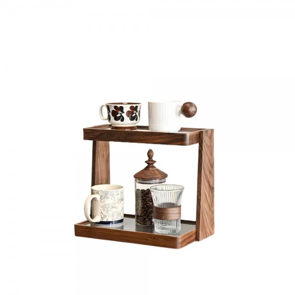 Custom Two-Layer Solid Wood Rack for Multi-Function Storage Double Tiers for Household Items and Kitchen Accessories