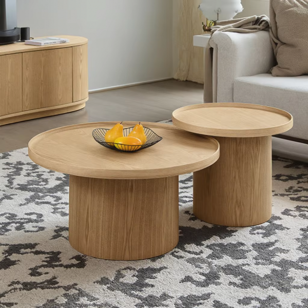 Luxury Nordic Design Living Room Low Table Solid Wood Round Coffee Table