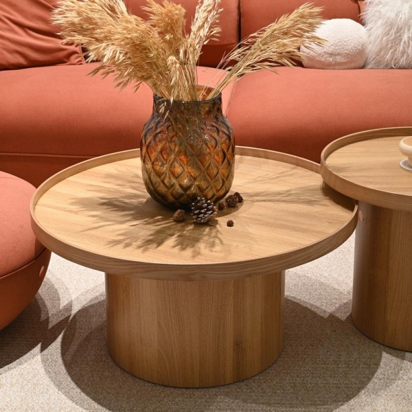 Luxury Nordic Design Living Room Low Table Solid Wood Round Coffee Table