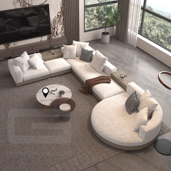Gainsville Furniture Sofa Home Furniture Simple Style White Sofa Set Modern Living Room Leather Fabric Sectional Sofa