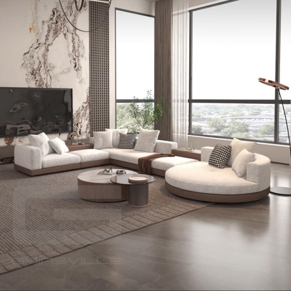 Gainsville Furniture Sofa Home Furniture Simple Style White Sofa Set Modern Living Room Leather Fabric Sectional Sofa