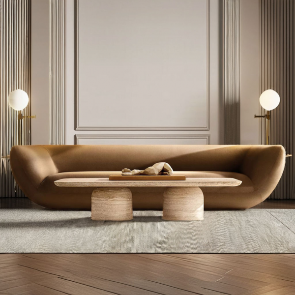 Modern Luxury Italian Style Living Room Furniture Sofa Home Fabric Curved Contour Loveseat Lotus Sofa Set 2