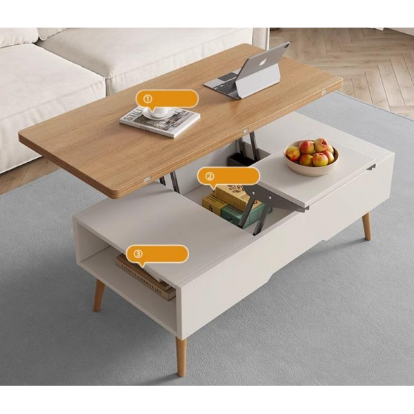 Lift Top 4 in 1 Coffee Table with Hidden Storage Compartment, Wooden Coffee Table Central Table for Living Reception Room