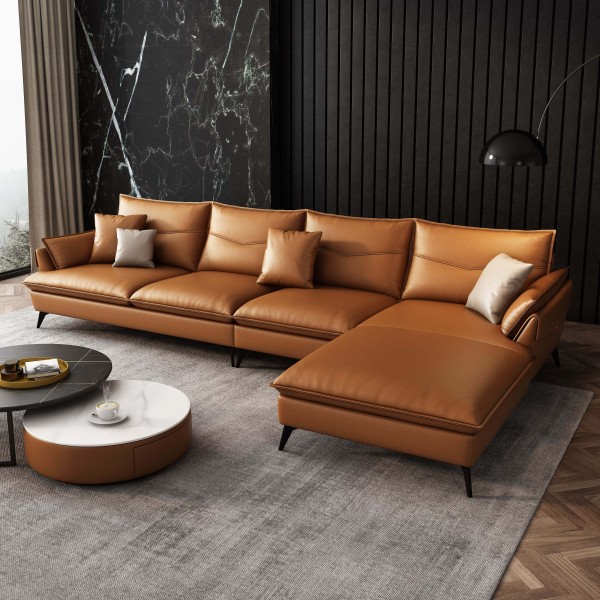 Wholesale l Shape Sofa Living Room Home Genuine Leather l Shaped Sectional Sofas l Shape Luxury Sofa