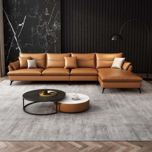 Wholesale l Shape Sofa Living Room Home Genuine Leather l Shaped Sectional Sofas l Shape Luxury Sofa
