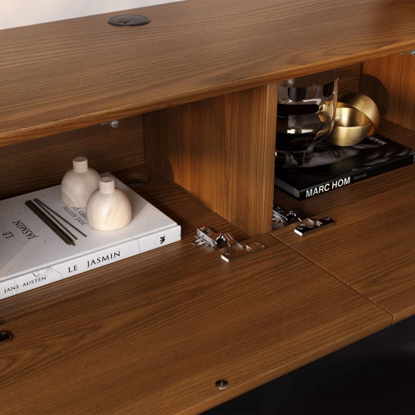 Modern Wooden Living Room Set Floating TV Stand square Coffee Table Luxury LED Lights Tv Stand and Coffee Table Set