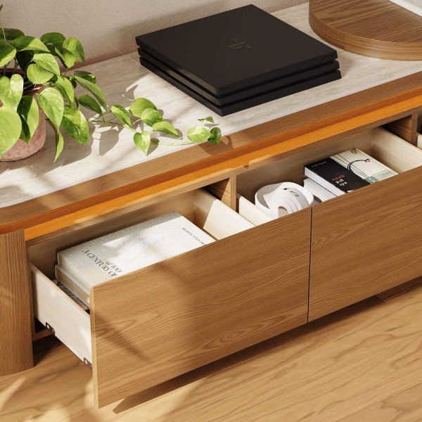 Modern Luxury TV Stand and Coffee Table Set Extendable TV Stand Wooden Living Room Set Round Coffee Table Tv Stand Set