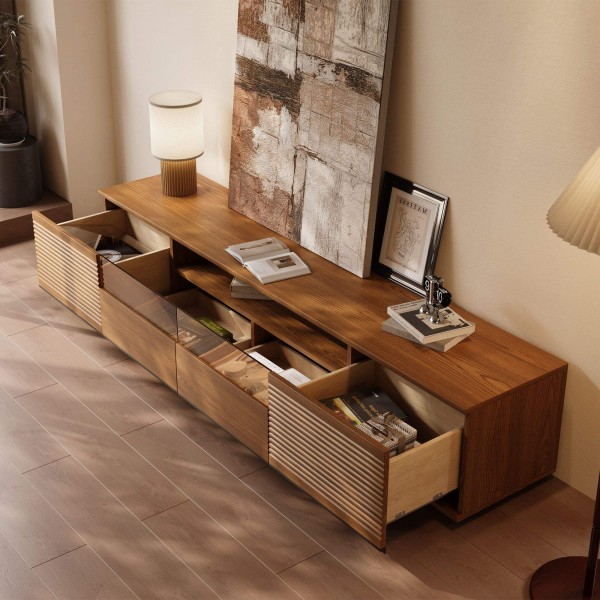 Modern Luxury Wooden Living Room Furniture Set Tv Cabinet Center Table Entertainment Tv Stand and Coffee Table Set