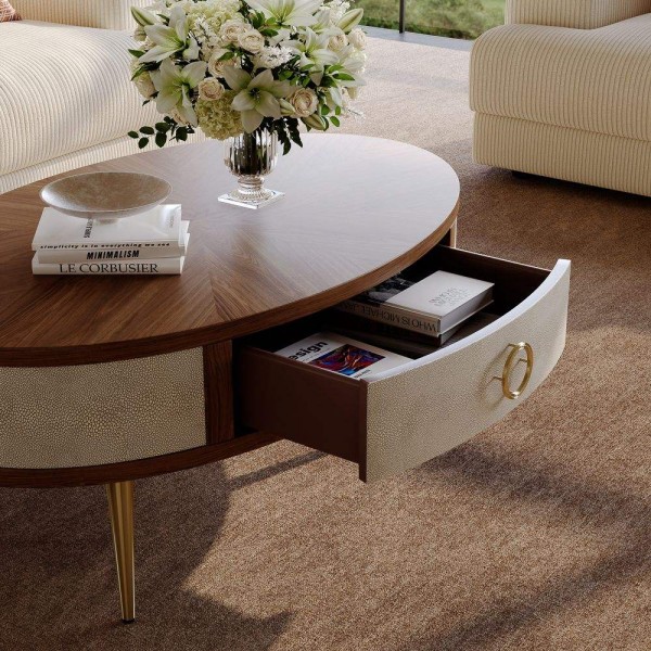 Minimalist Living Room Tv Stand Set Wooden Living Room Furniture Set Standing Tv Cabinet with Oval Coffee Table