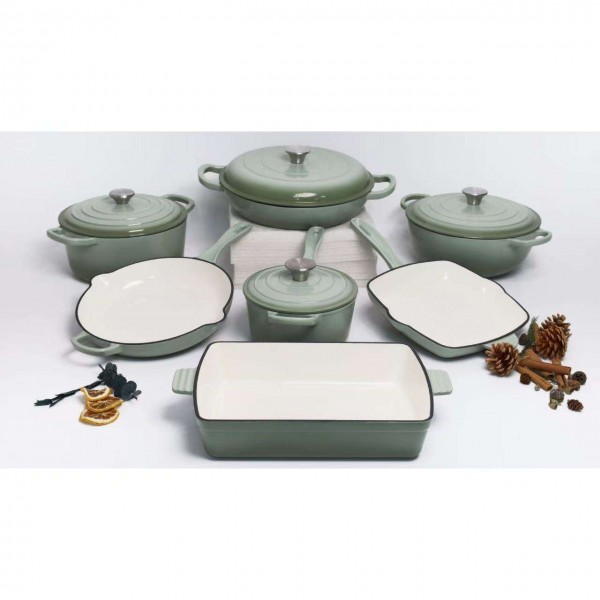 Pre-seasoned Cast Iron Enamel Coated Non Stick Cooking Pot Kitchen Cookware Set Soup Stock High Grade Kitchenware