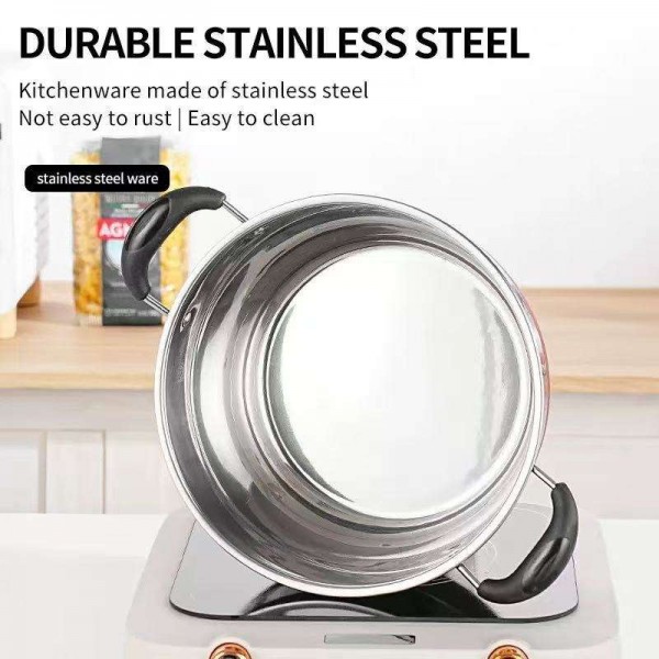 High Quality Stainless Steel Sleeve Pot 12PCS Thickened Bottom Kitchen Frying Pan Soup Pot Milk Pot Combo Set