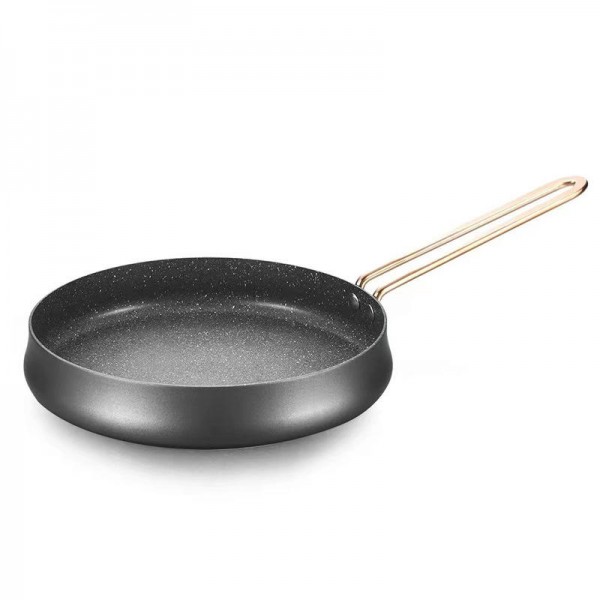 Household Kitchen 7 Pieces Granite Marble Die-cast Aluminum Non-stick Cookware Set with Golden Handles and Glass Lid