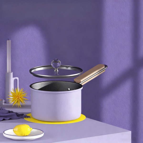 Refined Iron Cookware Set Household Non-stick Gas Induction Cooker Universal Frying Pan Soup Pot Wok Milk Pot Set with Glass Lid