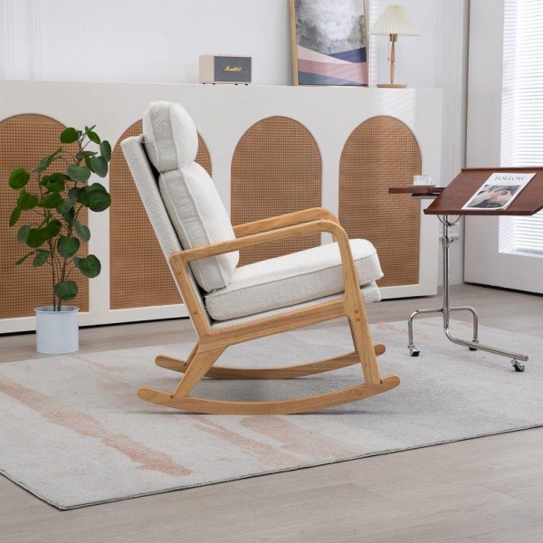 Latest Modern Lazy Wooden Velvet Reclining Lounge Leisure Rocking Living Room Chair