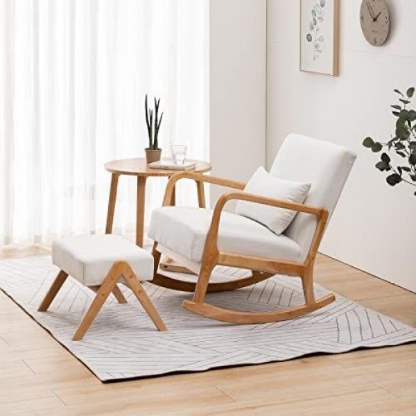 Latest Modern Lazy Wooden Velvet Reclining Lounge Leisure Rocking Living Room Chair