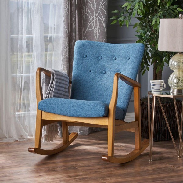 Latest Modern Lazy Wooden Velvet Reclining Lounge Leisure Rocking Living Room Chair