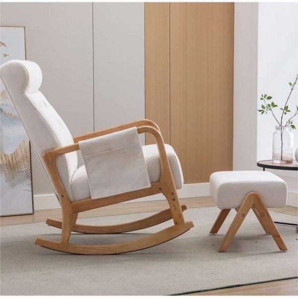 Latest Modern Lazy Velvet Reclining Lounge Leisure Rocking Living Room Wooden Chair