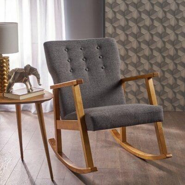 Latest Modern Lazy Velvet Reclining Lounge Leisure Rocking Living Room Wooden Chair