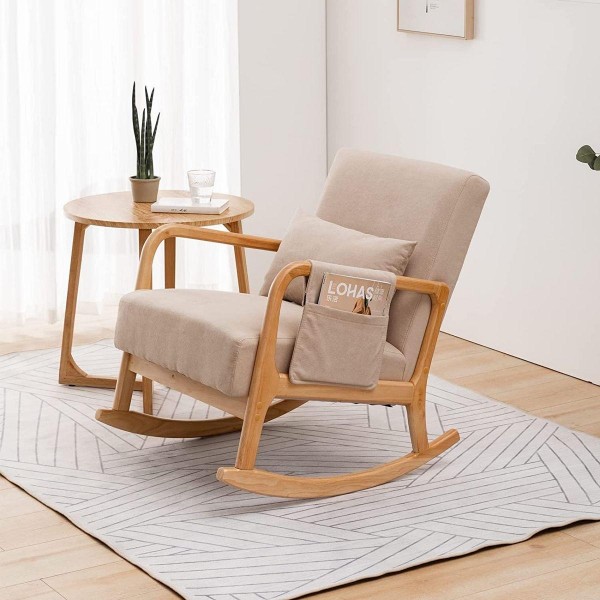 Latest Modern Lazy Wooden Reclining Lounge Leisure Rocking Velvet Living Room Chair