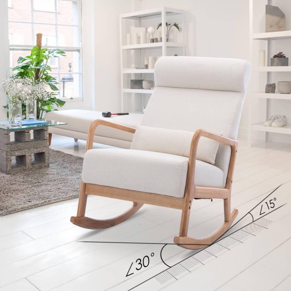 Latest Modern Lazy Wooden Reclining Lounge Leisure Rocking Velvet Living Room Chair