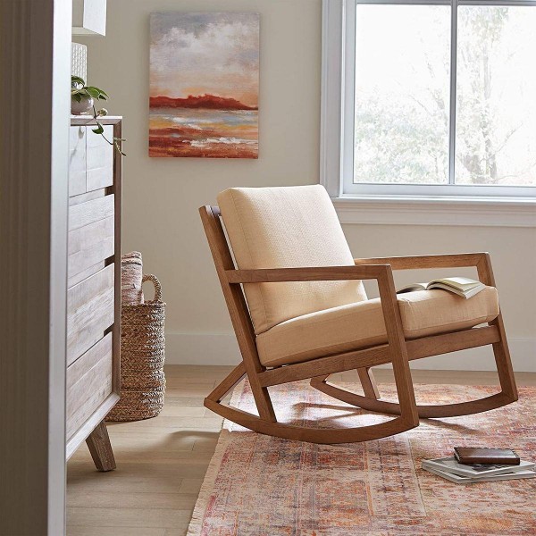 Latest Modern Lazy Wooden Reclining Lounge Leisure Rocking Velvet Living Room Chair