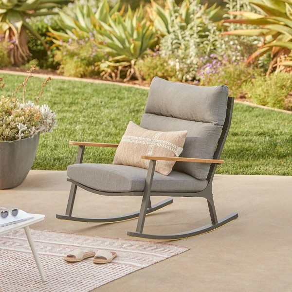 Latest Modern Lazy Wooden Velvet Lounge Leisure Rocking Reclining Living Room Chair