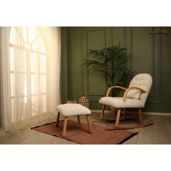 Latest Modern Lazy Wooden Velvet Lounge Leisure Rocking Reclining Living Room Chair