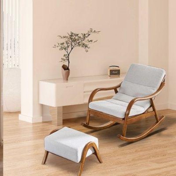 Latest Modern Lazy Wooden Velvet Lounge Leisure Rocking Reclining Living Room Chair