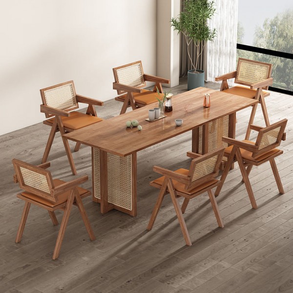 Modern Customize Home Furniture Wicker Rattan Office Conference Restaurant Wood Dining Room Dinner Kitchen Table