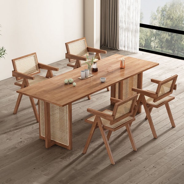 Modern Customize Home Furniture Wicker Rattan Office Conference Restaurant Wood Dining Room Dinner Kitchen Table