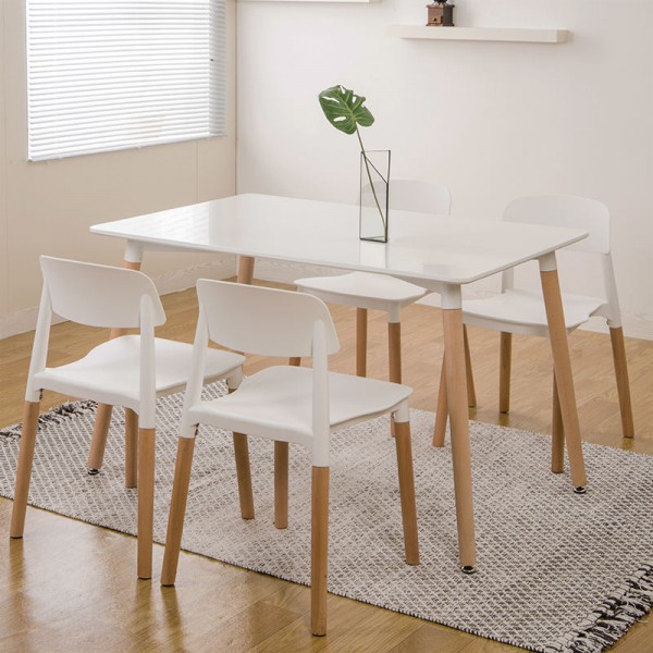 Restaurant 4 Seater Wooden Kitchen Room Gloss White Mdf Top Rectangular Dining Tables for Small Spaces