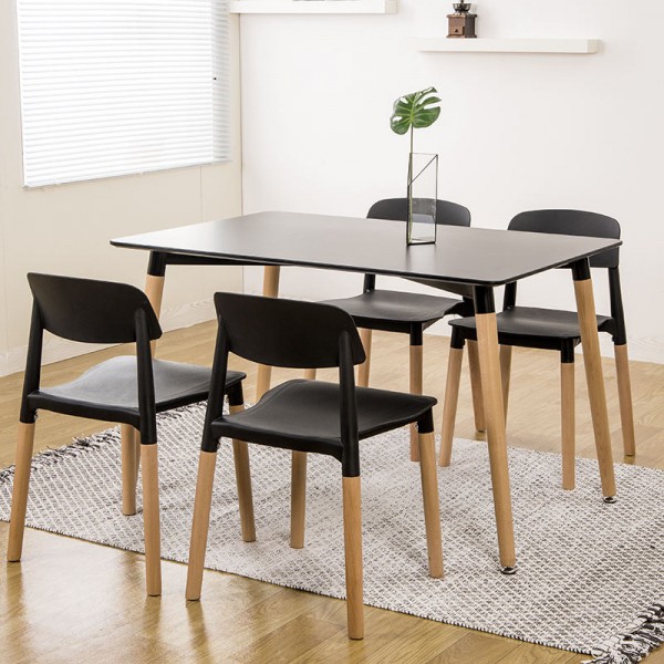 Restaurant 4 Seater Wooden Kitchen Room Gloss White Mdf Top Rectangular Dining Tables for Small Spaces