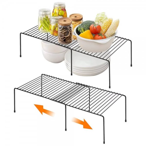 Multifunctional Wrought Iron Retractable Kitchen Storage Rack Seasoning & Food Storage Cabinets for Pots Bowls Chopsticks