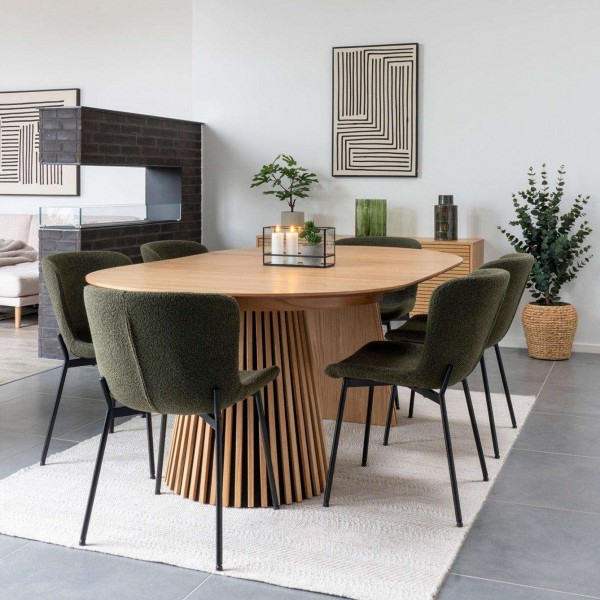 Indoor Oval Wood Long Retractable Sliding Extensible Kitchen Round Extendable Wooden Dining Table for 4 6 8 People