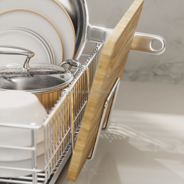 WIREKING 2 Tier Stainless Steel Plate Rack Kitchen Storage Organizer Cutting Board Holder Over the Sink Dish Drying Drainer Rack